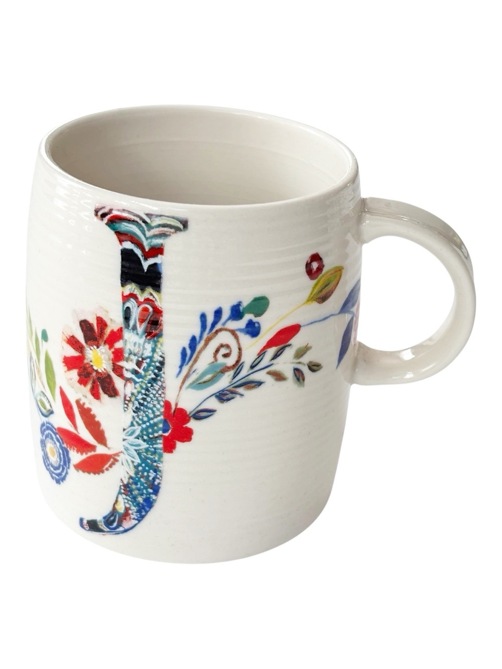 Anthropologie Starla M.
Halfmann Petal Palette mug multi colored “J” monogram